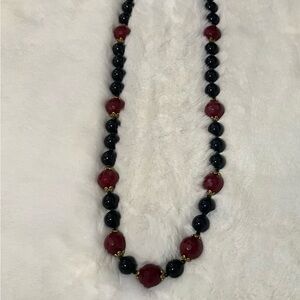 Lia Sophia Black and Red Beaded Necklace